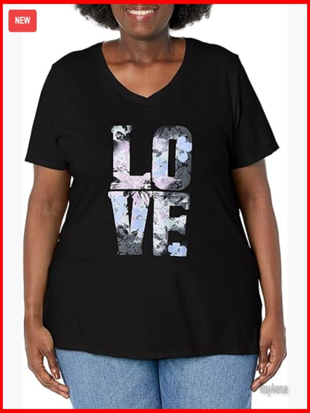 Plus Size Short Sleeve V-Neck T-Shirt, Soft Cotton Blend Top